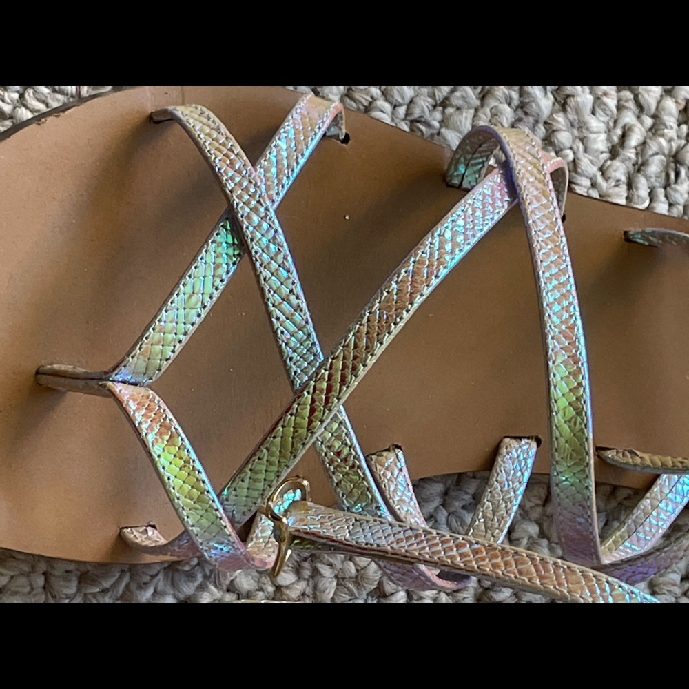 J.Crew Iridescent Leather Ankle Strap Sandals - Picture 3 of 11